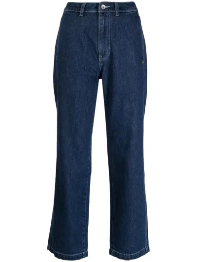 Sport B. By Agnès B. Logo-patch High-waisted Cotton Jeans In Blue
