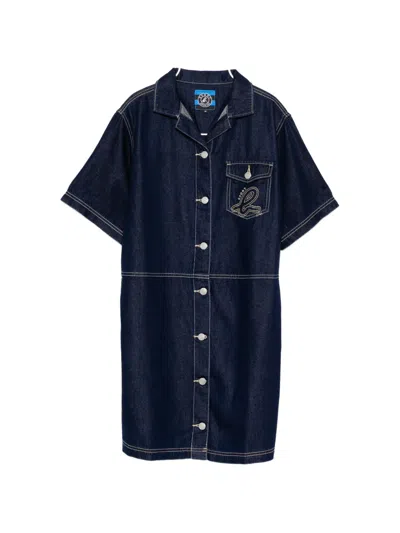 Sport B. By Agnès B. Logo-embroidered Denim Shirt Dress In Blue