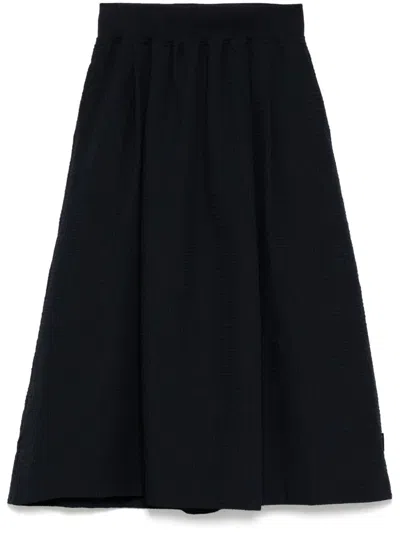 Sport B. By Agnès B. Midi Seersucker Skirt In Blue