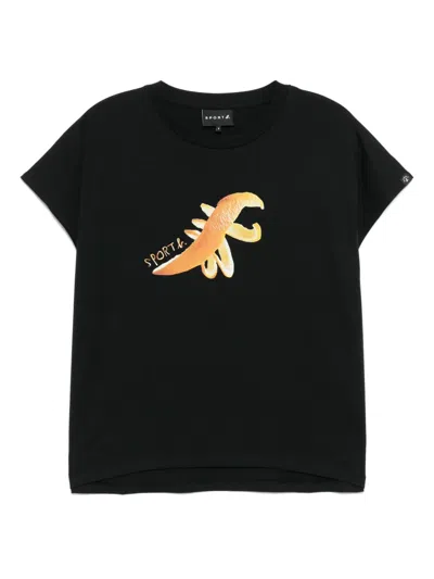 Sport B. By Agnès B. Orange Peel Dino T-shirt In Black