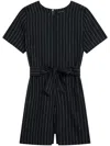 Sport B. By Agnès B. Pinstriped Belted Playsuit In Black