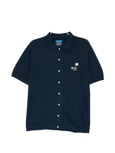 Sport B. By Agnès B. Pointelle-knit Floral-patch Sweater In Blue
