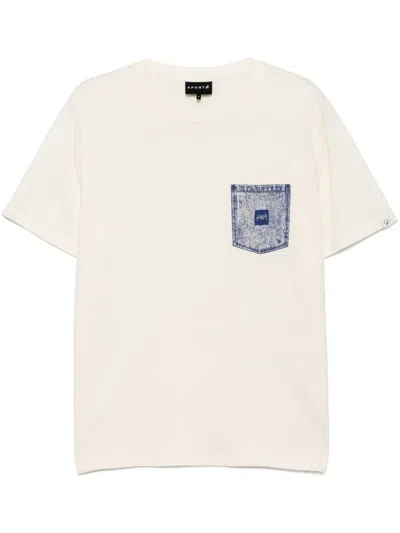 Sport B. By Agnès B. Printed Denim Pocket T-shirt In Neutrals