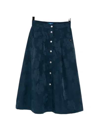 Sport B. By Agnès B. Seersucker Snap Midi Skirt In Blue