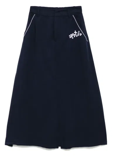 Sport B. By Agnès B. Side Pleated Skirt In Blue