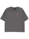 Sport B. By Agnès B. Stripe Heart-embroidered T-shirt In Grey