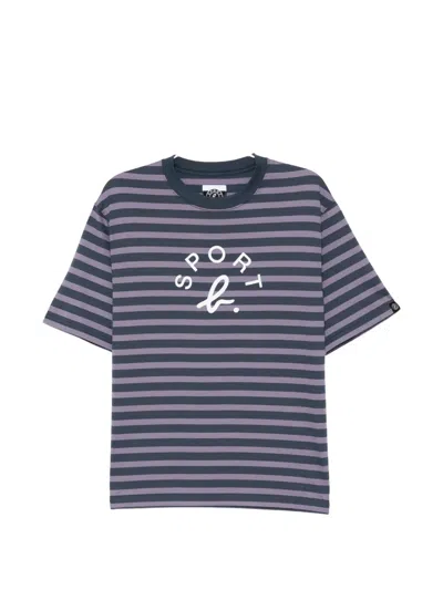 Sport B. By Agnès B. Striped Logo-print T-shirt In Blue