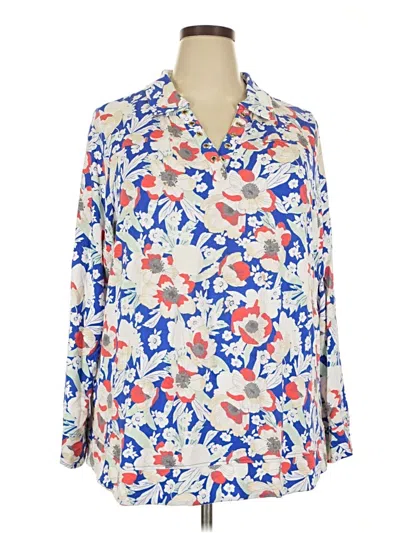 Pre-owned Sport Savvy Long Sleeve Polo Shirt In Blue