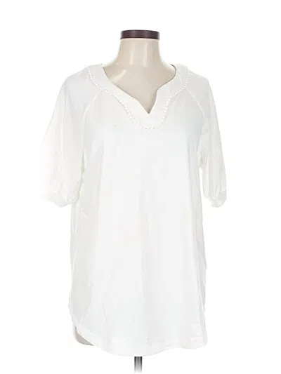 Pre-owned Sport Savvy Short Sleeve Blouse In White