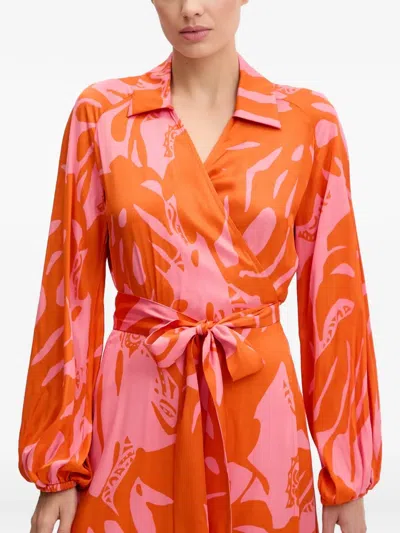 Sportalm Abstract-print Wrap Dress In Orange