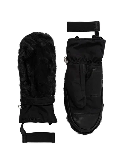 Sportalm Faux-fur Panelled Mittens In Black