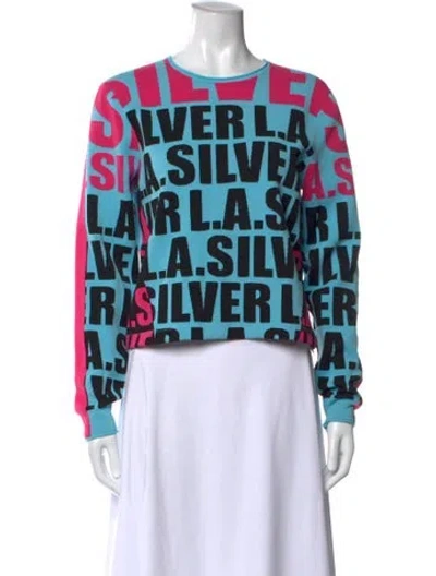 Pre-owned Sportalm Graphic Print Crew Neck Sweater In Blue