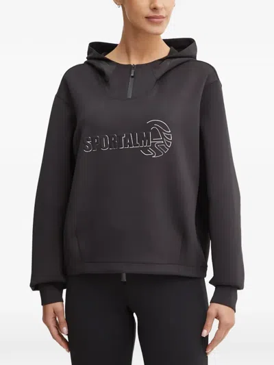 Sportalm Logo-print Zip-neck Hoodie In Black