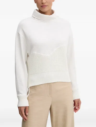 Sportalm Panelled High-neck Sweater In White