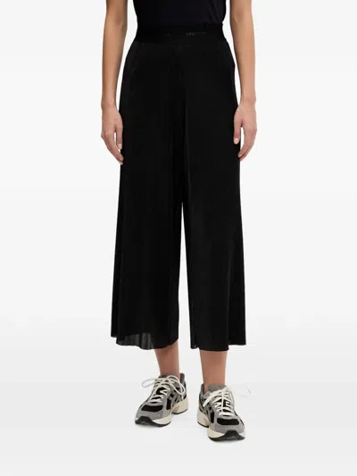 Sportalm Plissé-effect Logo-waistband Trousers In Black