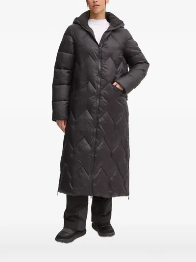Sportalm Quilted Hooded Long Jacket In Black