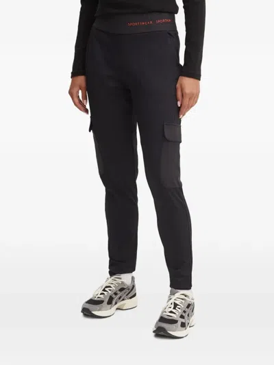 Sportalm Ribbed-knit Cargo Pants In Black