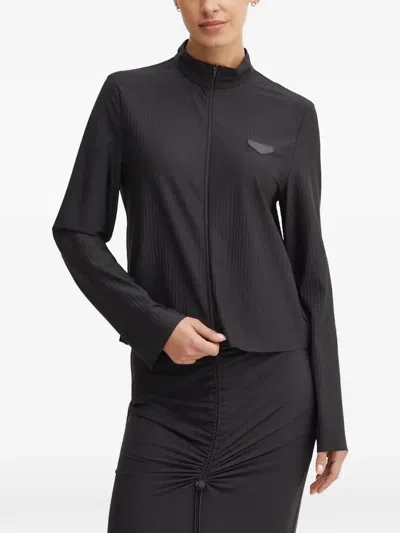 Sportalm Ribbed-knit Zip-up Sweater In Black
