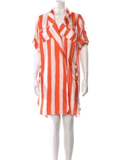 Pre-owned Sportalm Striped Mini Dress W/ Tags In Orange