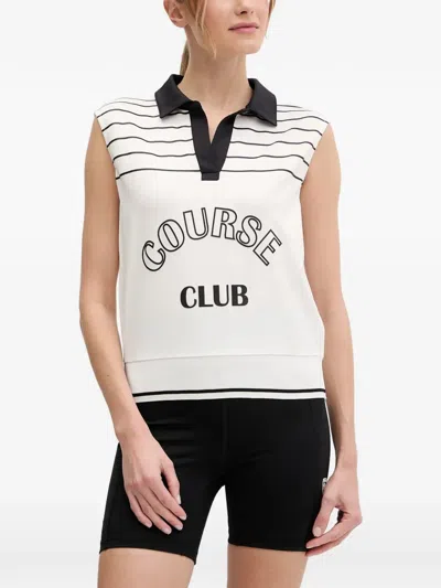 Sportalm Striped Sleeveless Polo Shirt In White