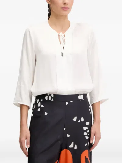 Sportalm Tie-fastening Three-quarter-sleeve Blouse In White