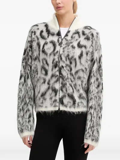 Sportalm Trenton Leopard-print Zip-up Cardigan In White