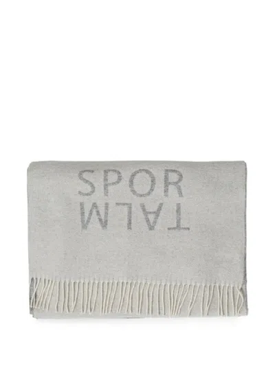 Sportalm Yamala Logo-intarsia Fringed-edge Scarf In Gray