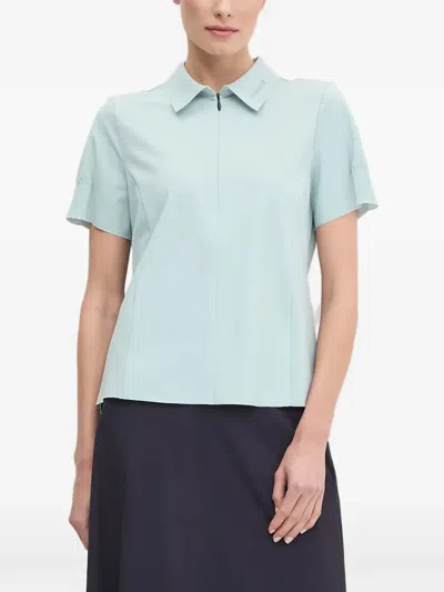 Sportalm Zip-up Pleated-sleeve Polo Shirt In Blue