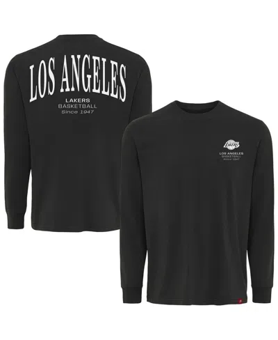 Sportiqe Men's And Women's Adult Anthracite Los Angeles Lakers Athletic Club Collection Sherwood Relaxed Fit  In Black