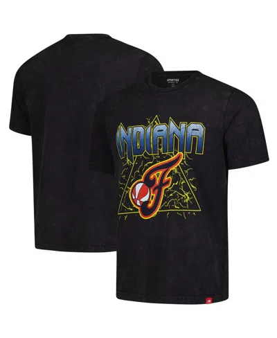 Sportiqe Men's And Women's Black Indiana Fever Rock Roll Collection Angus Mineral Wash T-shirt