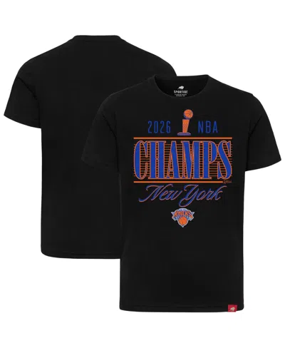 Sportiqe Men's And Women's Black New York Knicks 2026 Nba Finals Champions Trophy Skyline T-shirt