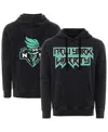 Sportiqe Men's And Women's Black New York Liberty Rock Roll Collection Jimi Mineral Wash Pullover Hoodie In Black