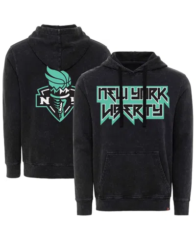 Sportiqe Men's And Women's Black New York Liberty Rock Roll Collection Jimi Mineral Wash Pullover Hoodie