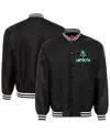 Sportiqe Men's And Women's Black New York Liberty Rock Roll Collection Ringo Satin Raglan Full-snap Bomber Ja