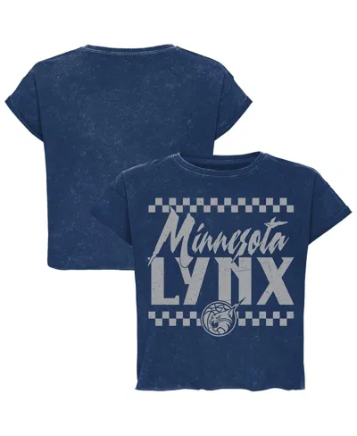 Sportiqe Men's And Women's Blue Minnesota Lynx Rock Roll Collection Gwen Mineral Wash Cropped T-shirt