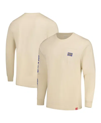 Sportiqe Men's And Women's Cream Golden State Warriors Wales Heavyweight Pocket Long Sleeve T-shirt In White