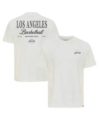 Sportiqe Men's And Women's Cream Los Angeles Lakers Athletic Club Collection Duke Relaxed Fit Premium T-shirt In White