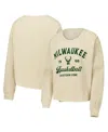Sportiqe Men's And Women's Cream Milwaukee Bucks High Country Collection Cullen Waffle Knit Long Sleeve T-shi In Cream
