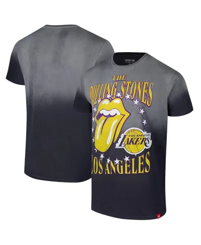 Sportiqe Men's And Women's Gray Rolling Stones X Los Angeles Lakers Bingham Collab T-shirt