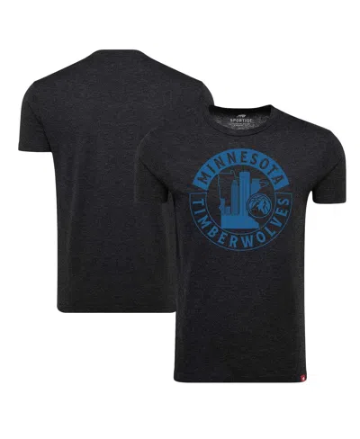 Sportiqe Men's And Women's Heather Black Minnesota Timberwolves Comfy Super Soft Tri-blend T-shirt