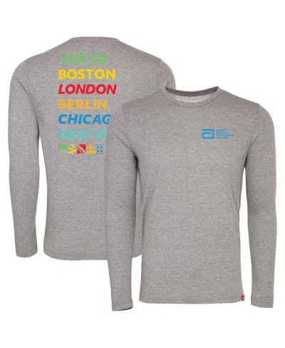 Sportiqe Men's And Women's  Heather Gray World Marathon Majors Comfy Long Sleeve Tri-blend T-shirt