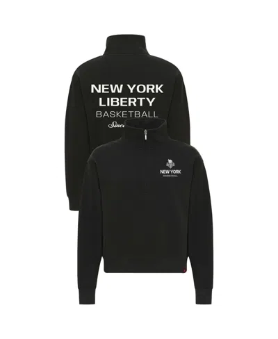 Sportiqe Women's Anthracite New York Liberty Athletic Club Collection Marant Quarter-zip Pullover In Black