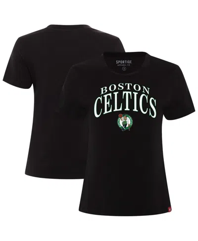 Sportiqe Women's Black Boston Celtics Arcadia Boxy T-shirt