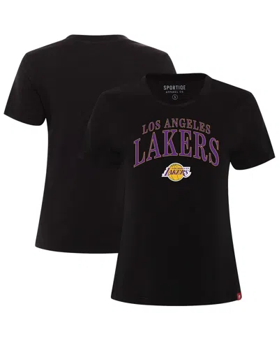 Sportiqe Women's Black Los Angeles Lakers Arcadia Boxy T-shirt