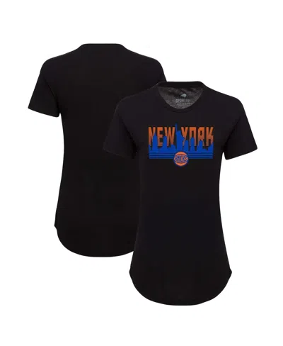 Sportiqe Women's Black New York Knicks Phoebe Super Soft Tri-blend T-shirt