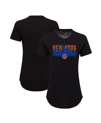 Sportiqe Women's New York Knicks Phoebe Super Soft Tri-blend T-shirt In Black