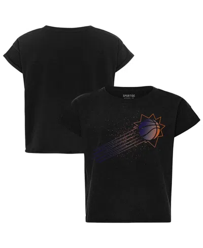 Sportiqe Women's Black Phoenix Suns Cropped Genuine Issue Collection Alana T-shirt