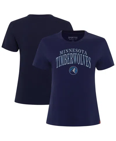 Sportiqe Women's Navy Minnesota Timberwolves Arcadia Boxy T-shirt In Blue
