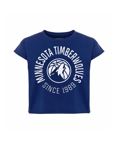 Sportiqe Women's Navy Minnesota Timberwolves Cropped Genuine Issue Collection Alana T-shirt In Blue
