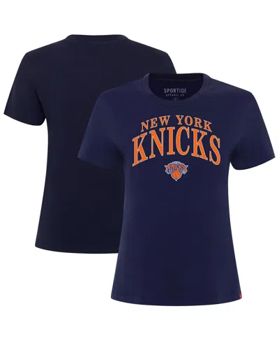 Sportiqe Women's Navy New York Knicks Arcadia Boxy T-shirt